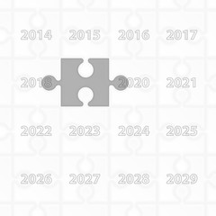 Puzzle year change calendar background. New year 2019 concept. Vector illustration