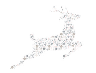 Rentier aus weihnachtlichen Objekten - springend