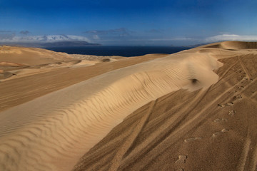 The desert in Paracas in Peru. Yta sea and sand