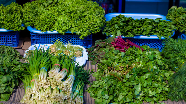 Background of  fresh green different vegetables