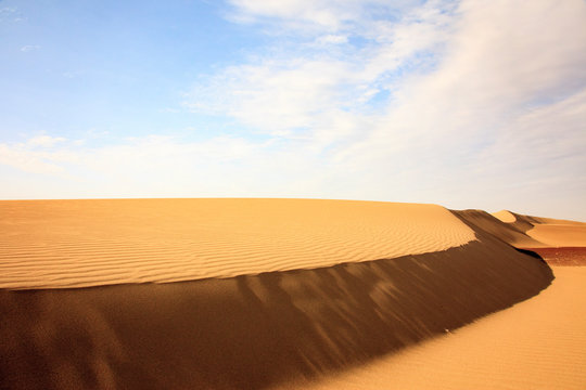 The desert in Paracas in Peru. Sun sea and sand