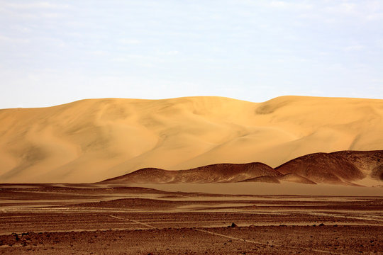 The desert in Paracas in Peru. Sun sea and sand