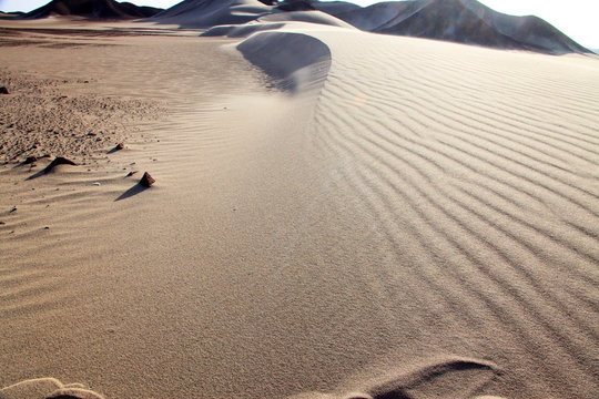The desert in Paracas in Peru. Sun sea and sand