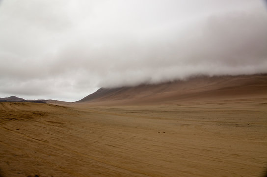 The desert in Paracas in Peru. Sun sea and sand