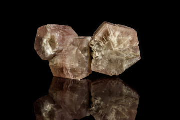 Macro mineral stone Aragonite on a black background