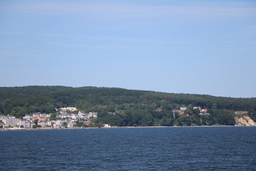 Fototapeta premium View from the ferry to Sassnitz at Island Rügen, Baltic Sea Germany