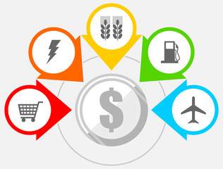 Editable infographic vector template for business presentation, diagram, workflow concept with 5 options