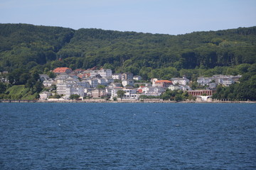 Fototapeta na wymiar View from the ferry to Sassnitz at Island Rügen, Baltic Sea Germany