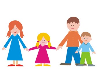 Happy family, mother, daughter, father and son, vector illustration