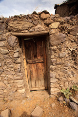 Peruvian home. Poverty in Peru, external and internal roads