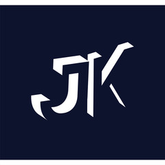J K initial letter with negative space logo icon vector template