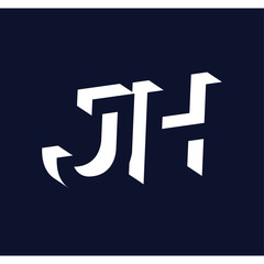J H initial letter with negative space logo icon vector template