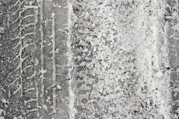 Snow ice road tracks tyre tire print