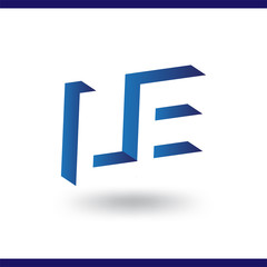 LE initial letter with negative space logo icon vector template