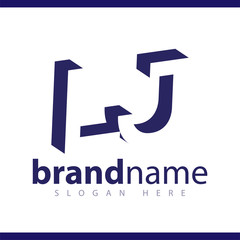 L J initial letter with negative space logo icon vector template