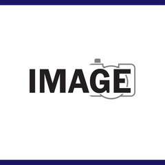image text logotype with camera logo vector