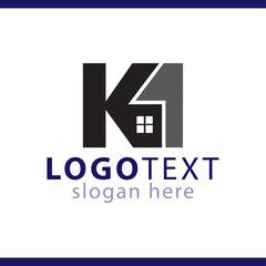 Fototapeta premium k 1 letter home logo vector