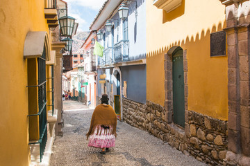 Jaen Street in La Paz, Bolivia city center - obrazy, fototapety, plakaty