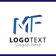 M F initial letter with negative space logo icon vector template