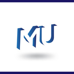 MU initial letter with negative space logo icon vector template