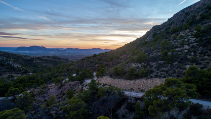 roks landscape with beautiful sky on sunset drone view 