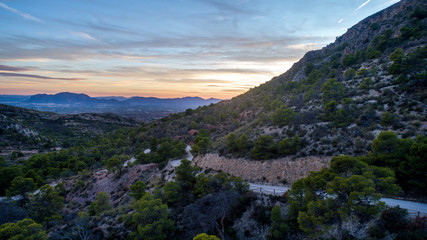roks landscape with beautiful sky on sunset drone view 