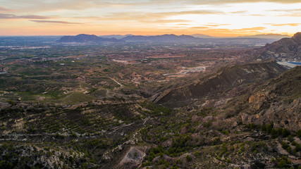 roks landscape with beautiful sky on sunset drone view 
