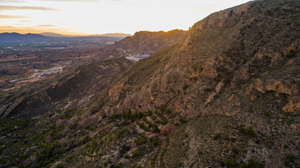 roks landscape with beautiful sky on sunset drone view 