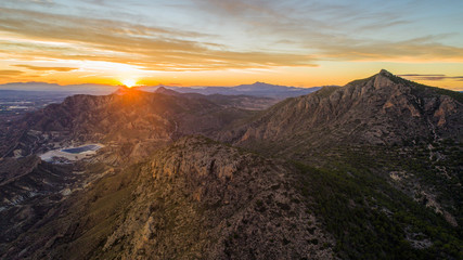 roks landscape with beautiful sky on sunset drone view 