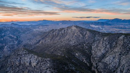 roks landscape with beautiful sky on sunset drone view 