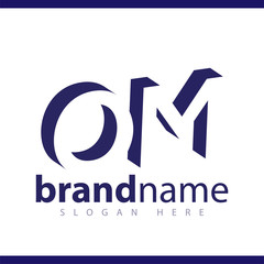 OM initial letter with negative space logo icon vector template