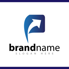 p initial letter with arrow logo vector template