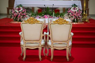 Chair of the bride and groom Beautiful church For wedding ceremony - Images