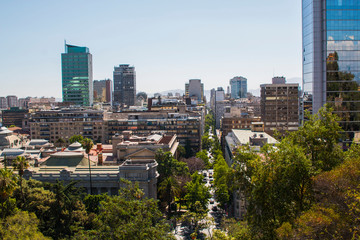 View of the downtown of Santiago, Chile. Panoramic view from Cerro Santa Lucia