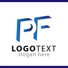 PF initial letter with negative space logo icon vector template