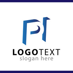 PI initial letter with negative space logo icon vector template