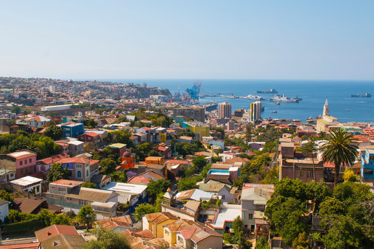 Panoramic view on the historic city of Valparaiso, Chile