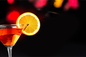 Glass of alcohol  cocktail on background