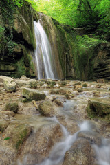 Fototapeta na wymiar Long exposure photos of Tatlica Waterfall in Erfelek, Sinop in Turkey