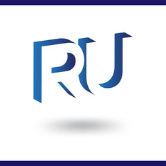 RU initial letter with negative space logo icon vector template