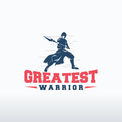 Spear Warrior logo designs vector, Greatest Warrior logo designs template