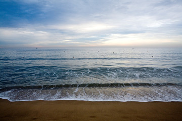 This is the dawn view of Haeundae Beach in Korea.