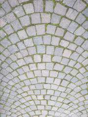 Ancient type of road paving, made of lava stone squares, with a harmoniously semi-circular structure