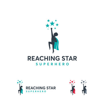 Reaching Star logo designs concept vector, Super Kids logo template