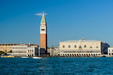 Fototapeta na wymiar Panorama of Venice. Aerial view of Piazza San Marco or st Mark square and Campanile.