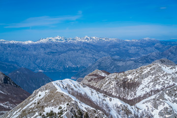 Naklejka premium Winter landscape of Kotor Bay