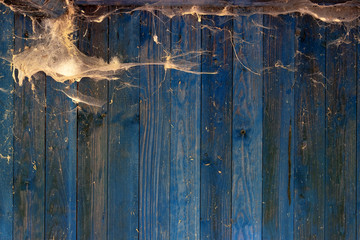Struktur alter grunge blau gestrichener bemalter brauner verwitterter Holz Bretterwand mit...