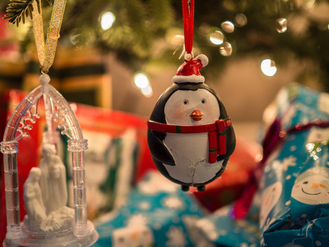 Christmas Tree Decorations In Fine Detail And Closeup, Happy, Festive, Holiday, Merry, Tree, No People, Celebration.