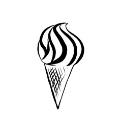 Ice cream, contour, sketch. Vector