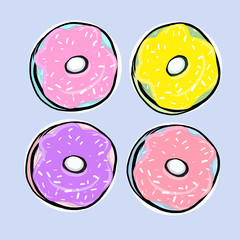 Set of donuts with icing